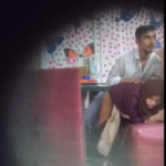 Teen couple secret blowjob and fucking in restaurant